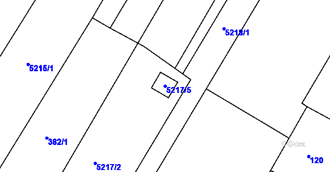 Parcela st. 5217/5 v KÚ Hnanice, Katastrální mapa