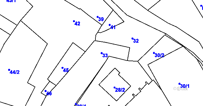 Parcela st. 33 v KÚ Hnanice, Katastrální mapa