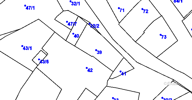 Parcela st. 39 v KÚ Hnanice, Katastrální mapa