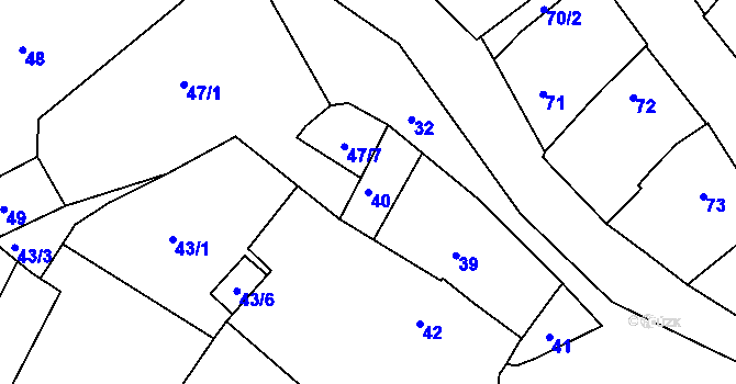 Parcela st. 40 v KÚ Hnanice, Katastrální mapa
