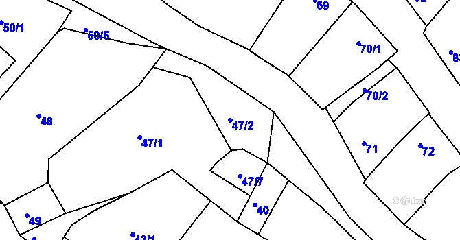 Parcela st. 47/2 v KÚ Hnanice, Katastrální mapa