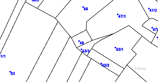Parcela st. 49 v KÚ Hnanice, Katastrální mapa