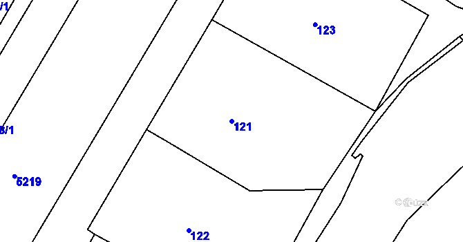 Parcela st. 121 v KÚ Hnanice, Katastrální mapa