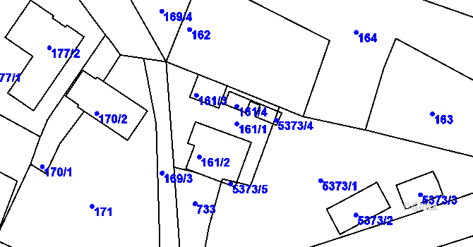 Parcela st. 161/1 v KÚ Hnanice, Katastrální mapa