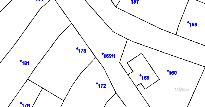 Parcela st. 169/1 v KÚ Hnanice, Katastrální mapa