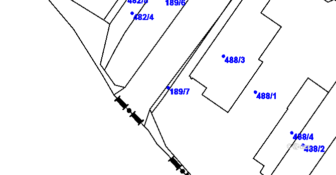 Parcela st. 189/7 v KÚ Hnanice, Katastrální mapa