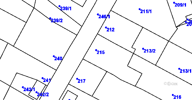 Parcela st. 215 v KÚ Hnanice, Katastrální mapa