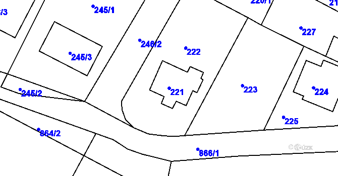 Parcela st. 221 v KÚ Hnanice, Katastrální mapa