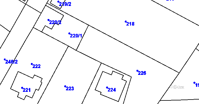 Parcela st. 227 v KÚ Hnanice, Katastrální mapa