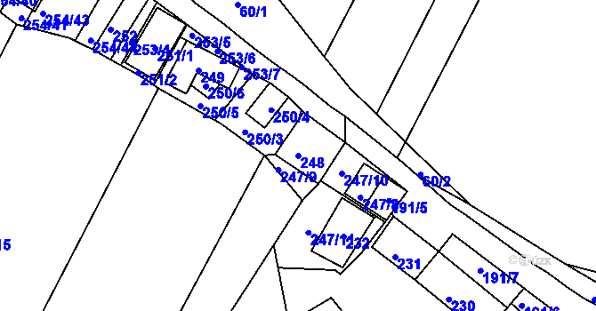 Parcela st. 248 v KÚ Hnanice, Katastrální mapa