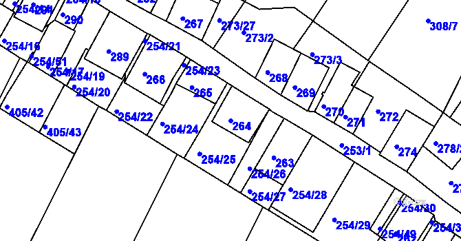 Parcela st. 264 v KÚ Hnanice, Katastrální mapa