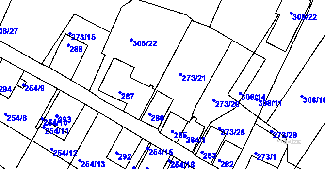 Parcela st. 273/22 v KÚ Hnanice, Katastrální mapa