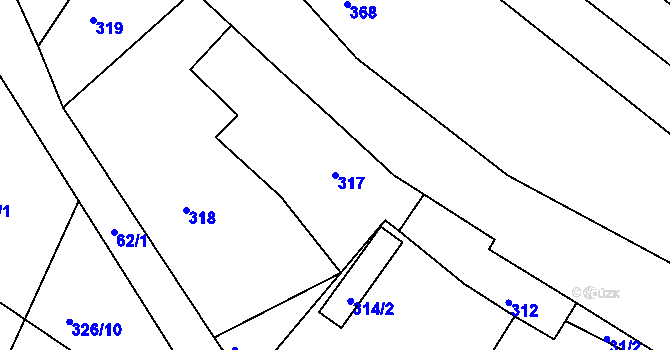 Parcela st. 317 v KÚ Hnanice, Katastrální mapa