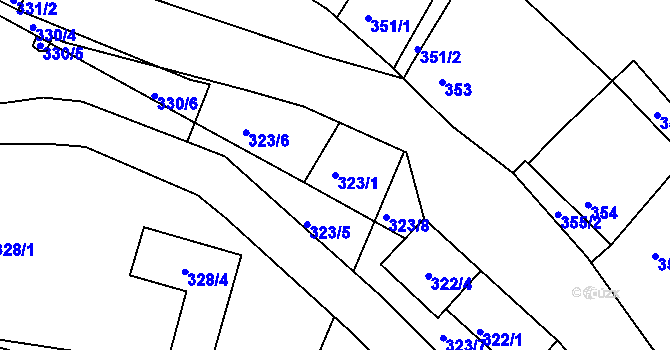 Parcela st. 323/1 v KÚ Hnanice, Katastrální mapa