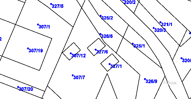 Parcela st. 327/6 v KÚ Hnanice, Katastrální mapa