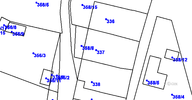 Parcela st. 337 v KÚ Hnanice, Katastrální mapa