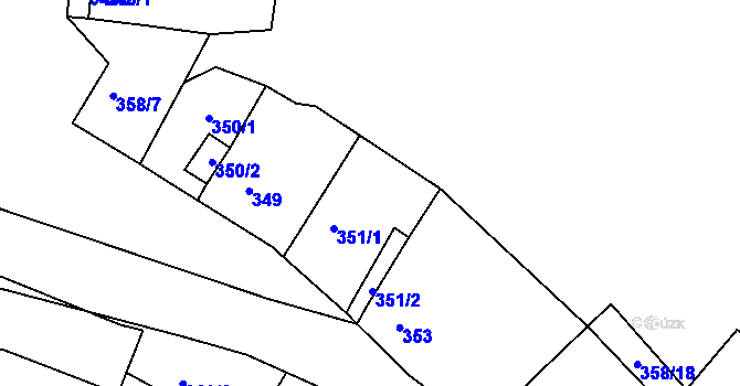 Parcela st. 352 v KÚ Hnanice, Katastrální mapa