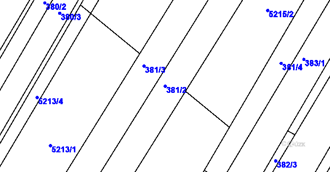 Parcela st. 381/2 v KÚ Hnanice, Katastrální mapa