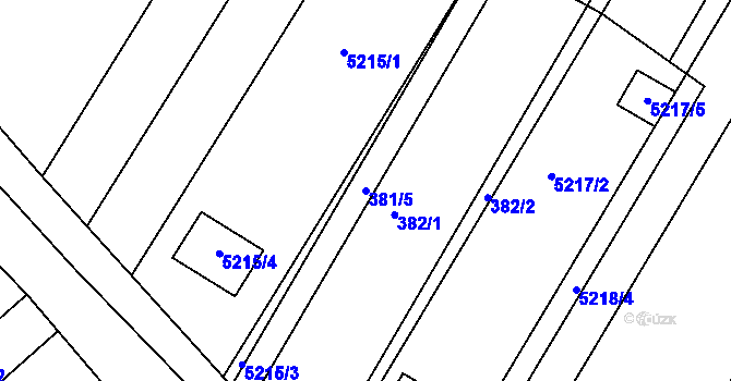 Parcela st. 381/5 v KÚ Hnanice, Katastrální mapa