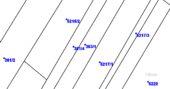 Parcela st. 383/1 v KÚ Hnanice, Katastrální mapa