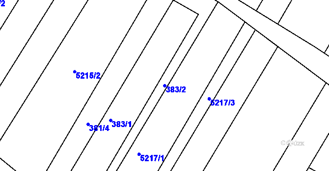 Parcela st. 383/2 v KÚ Hnanice, Katastrální mapa