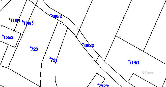 Parcela st. 400/3 v KÚ Hnanice, Katastrální mapa