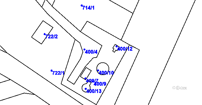 Parcela st. 400/11 v KÚ Hnanice, Katastrální mapa