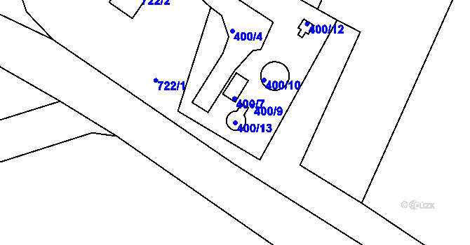 Parcela st. 400/13 v KÚ Hnanice, Katastrální mapa