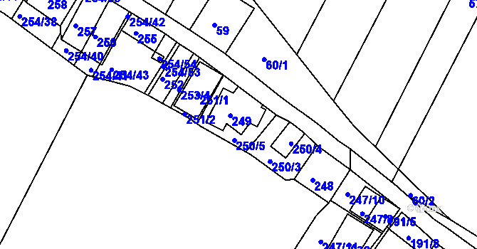 Parcela st. 250/6 v KÚ Hnanice, Katastrální mapa