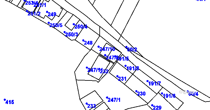 Parcela st. 247/8 v KÚ Hnanice, Katastrální mapa