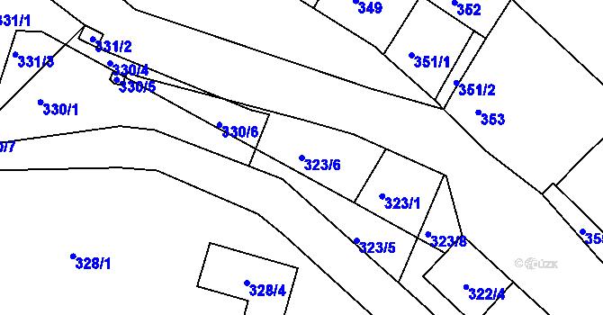 Parcela st. 323/6 v KÚ Hnanice, Katastrální mapa