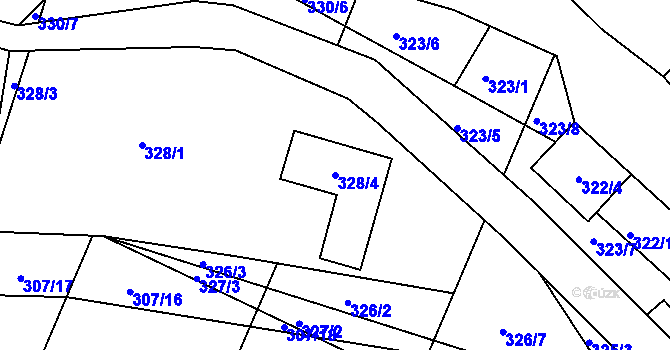 Parcela st. 328/4 v KÚ Hnanice, Katastrální mapa