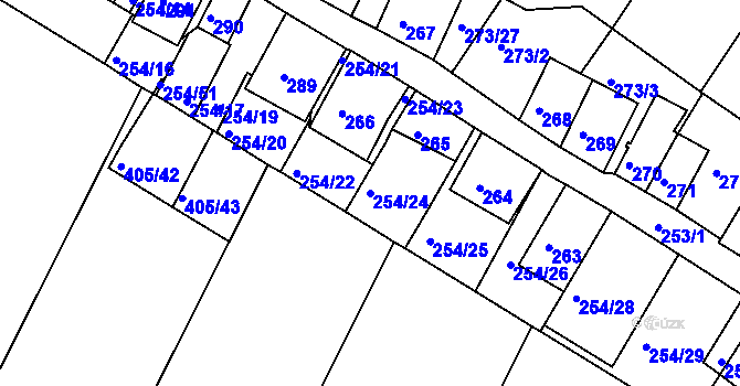 Parcela st. 254/24 v KÚ Hnanice, Katastrální mapa