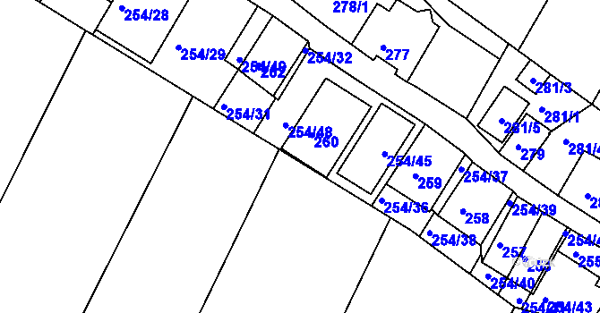 Parcela st. 254/34 v KÚ Hnanice, Katastrální mapa