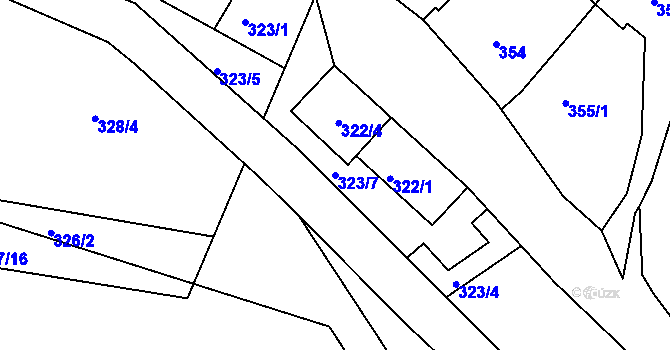 Parcela st. 323/7 v KÚ Hnanice, Katastrální mapa