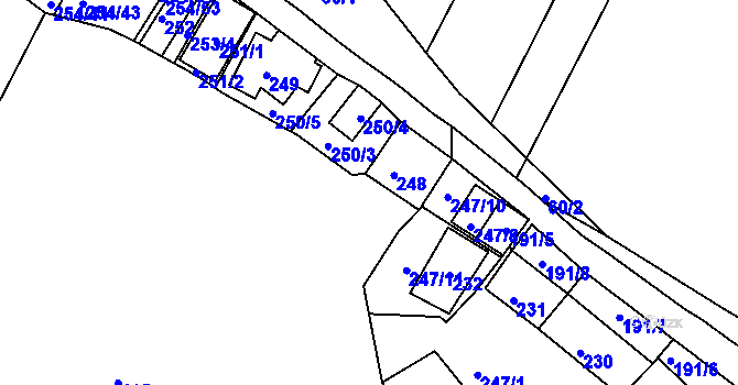 Parcela st. 247/9 v KÚ Hnanice, Katastrální mapa