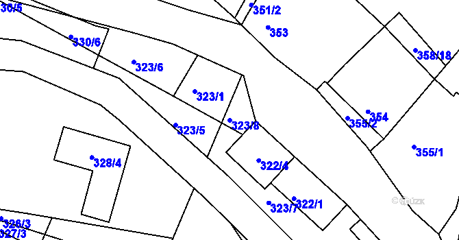 Parcela st. 323/8 v KÚ Hnanice, Katastrální mapa