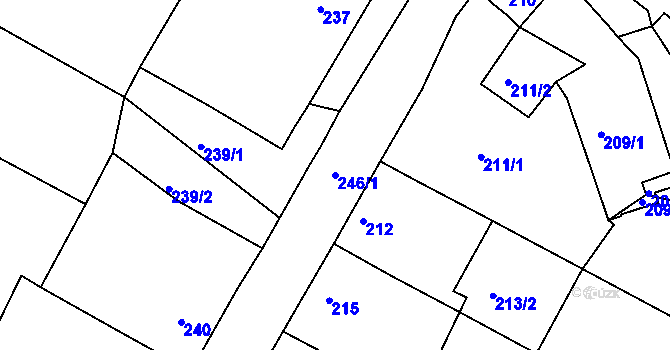 Parcela st. 246/1 v KÚ Hnanice, Katastrální mapa