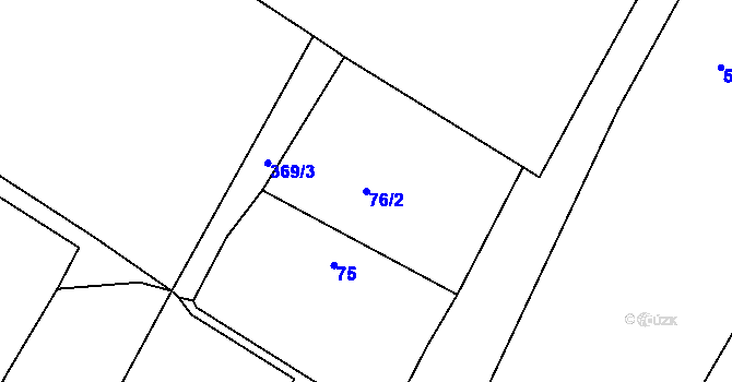 Parcela st. 76/2 v KÚ Hnanice, Katastrální mapa