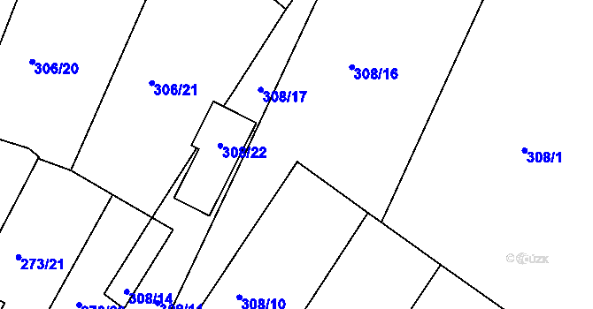 Parcela st. 308/19 v KÚ Hnanice, Katastrální mapa