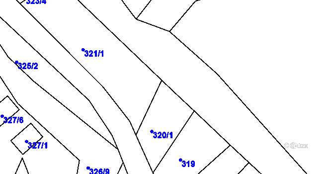 Parcela st. 321/3 v KÚ Hnanice, Katastrální mapa