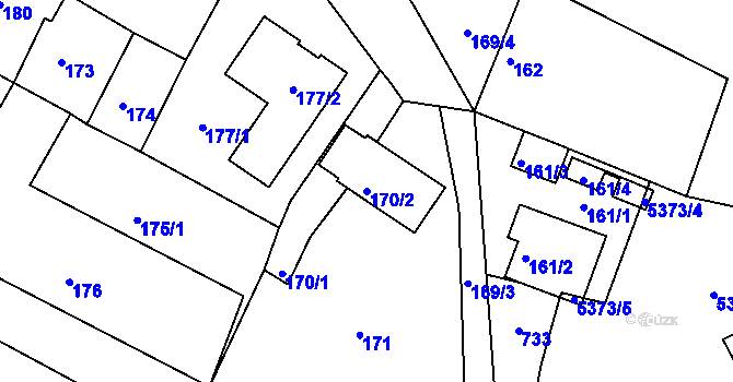 Parcela st. 170/2 v KÚ Hnanice, Katastrální mapa