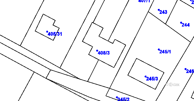 Parcela st. 408/3 v KÚ Hnanice, Katastrální mapa