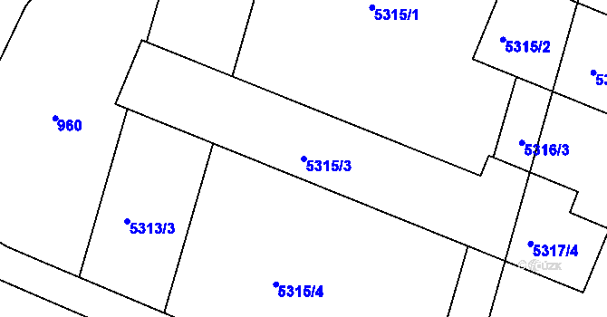 Parcela st. 5315/3 v KÚ Hnanice, Katastrální mapa