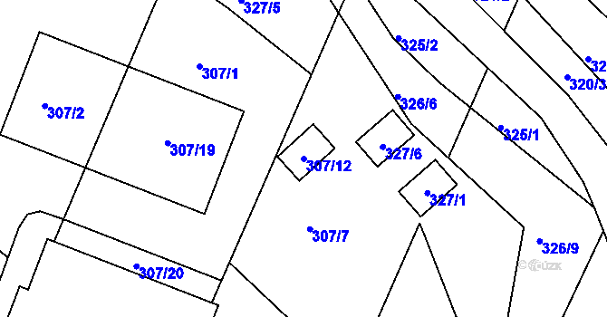Parcela st. 307/12 v KÚ Hnanice, Katastrální mapa