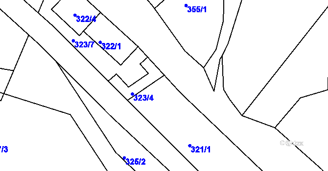 Parcela st. 323/10 v KÚ Hnanice, Katastrální mapa