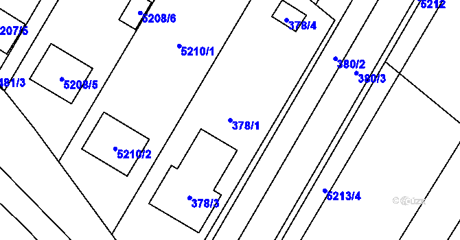 Parcela st. 378/1 v KÚ Hnanice, Katastrální mapa