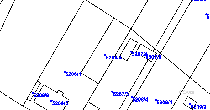 Parcela st. 5206/4 v KÚ Hnanice, Katastrální mapa