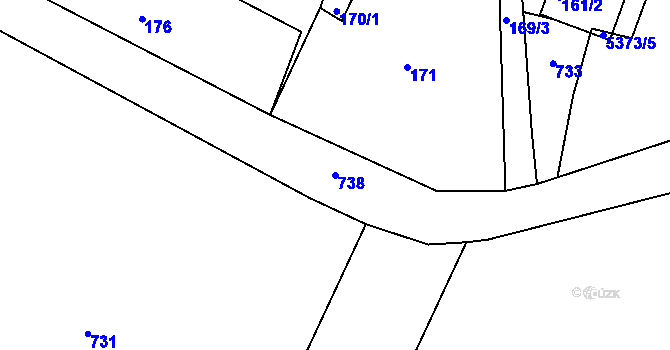 Parcela st. 738 v KÚ Hnanice, Katastrální mapa