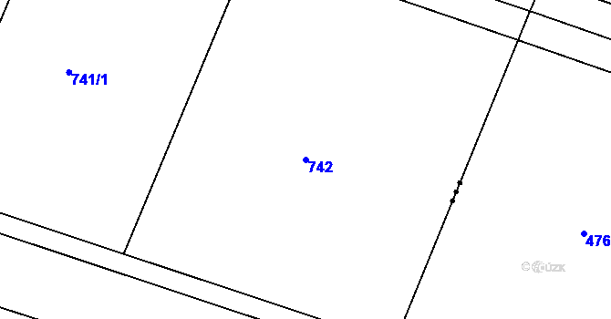 Parcela st. 742 v KÚ Hnanice, Katastrální mapa
